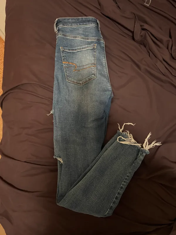 American Eagle Outfitters Ripped Blue Skinny Jeans - Image 3