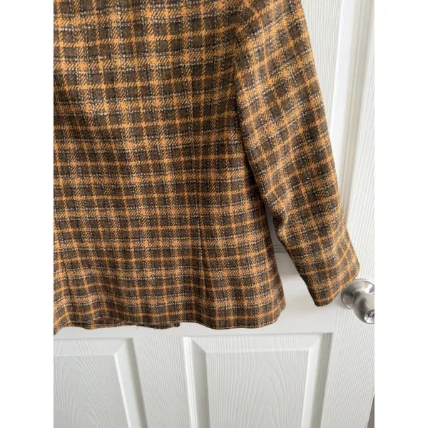 Vintage Pendleton Plaid Wool Jacket Green Brown Yellow Button Women's 12 - Image 8