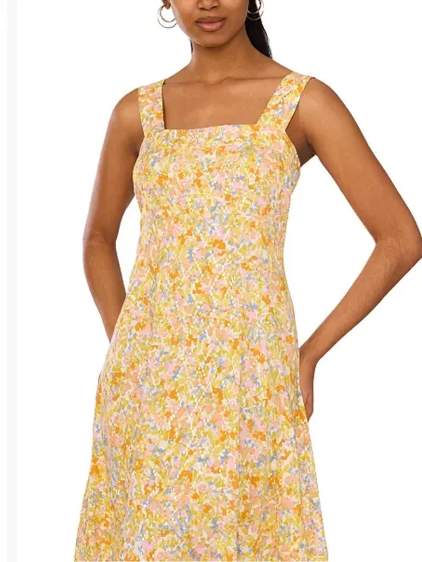 MSK Floral Yellow Rayon Sundress - Lightweight Women's Dress Size Medium - Image 4