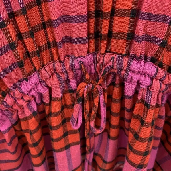 Anthro‎ We The Free People Size XS Shirt Pacific Dawn Red Pink Plaid Ruched NEW - Image 11