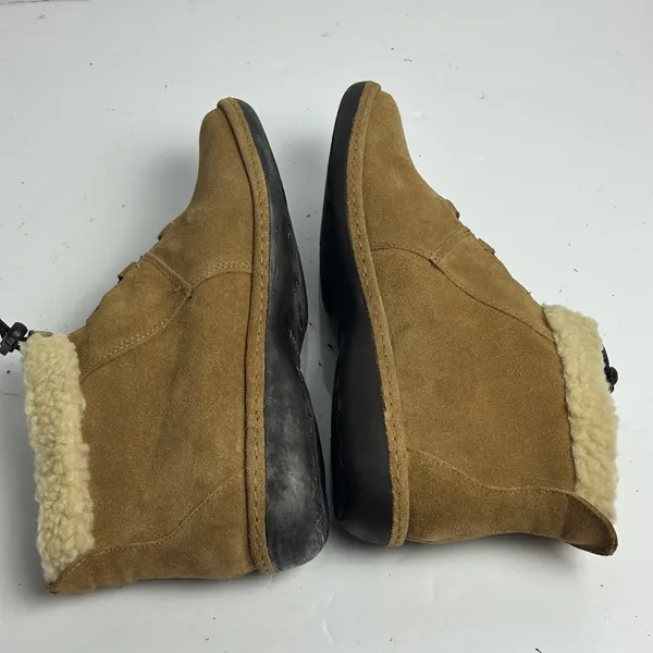 Lands End Womens Chalet Shearling Bootie Dark Chestnut Suede Ankle Boots Size 9 - Image 6