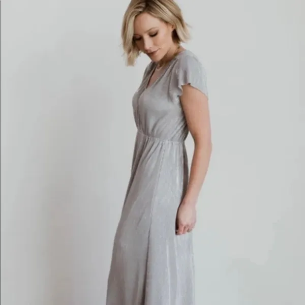 Baltic Born Athena Pleated Maxi Dress Silver Size XS New - Image 9