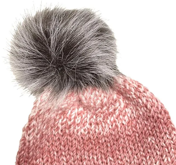 Handmade pom hat rose pink knit slouchy removable faux fur pompom adult winter - Image 11