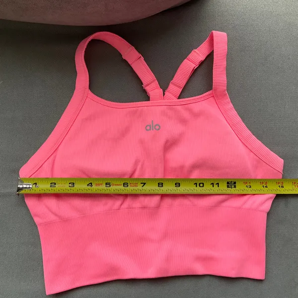 Alo Yoga Seamless Ribbed Favorite Bra Tank Neon Bubblegum M - Image 3