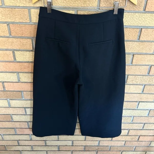 Zara Basic Cropped Slit Flare Wide Pants Black Women’s Size Small - Image 2