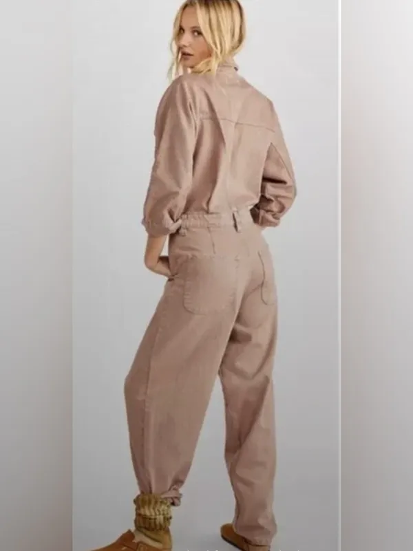Free People We The Free Sammie Utility Denim Jumpsuit Coverall NWOT Brown Small - Image 2