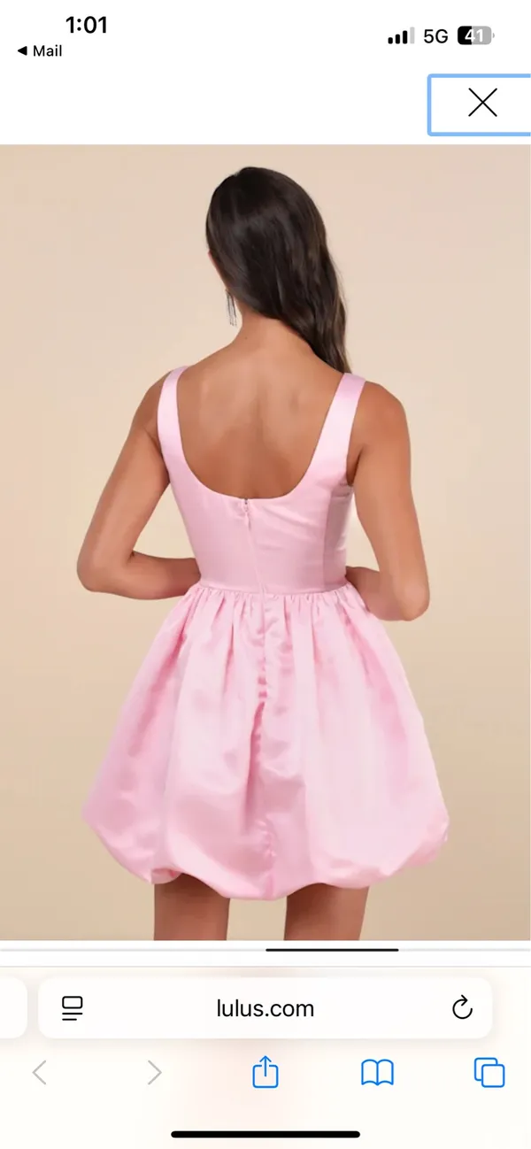 Lulus Light Pink Satin Bubble Hem Dress - Image 3