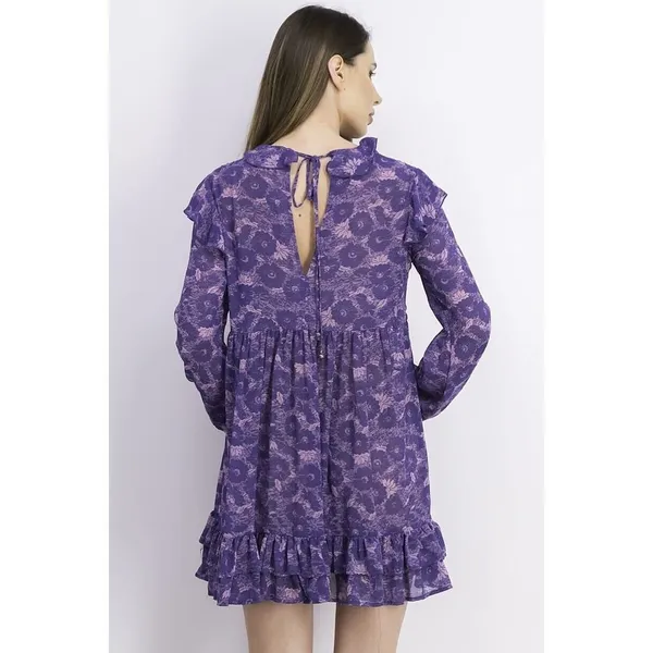 FREE PEOPLE These Dreams Babydoll Swing Long Sleeve Boho Mini Dress Size M. B-4 - Image 3