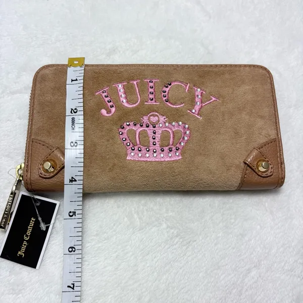 Juicy Couture Brown Wallet‎ with Pink Crown Embellishments NeW - Image 8