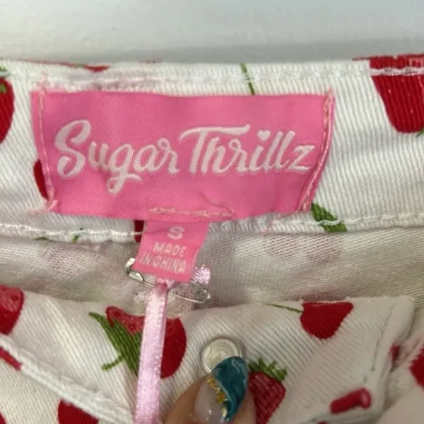 Dolls Kill Sugar Thrillz Farm Stand Strawberry Cherry Print Jeans - Image 6