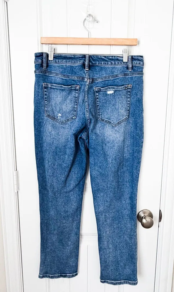 Mica Los Angeles Straight Leg Distressed Raw Split Hem Jeans Size 30 - Image 2