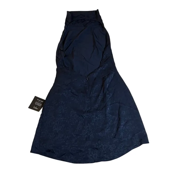 NEW Lulus Simply a Stunner Navy Jacquard Cowl Backless Mini Dress Size S Party - Image 4
