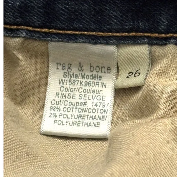 Rag & Bone Dre Skinny Jeans Dark Wash Size 26 Mid-Rise Stretch Denim - Image 11