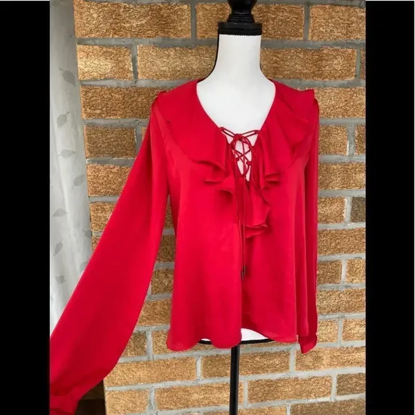 L'Academie The Ruffle Boho Blouse Cabernet small - Image 5
