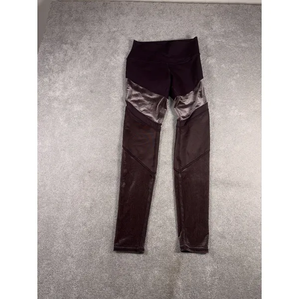 Alo Yoga Sheila High-Rise Velour-Panel Leggings Deep Purple Size M - Image 2