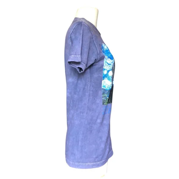 The Starry Night Vincent Van Gogh Graphic T-Shirt XS Blue Art Tee - Image 2