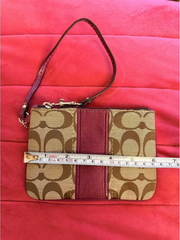 Vintage Coach Wristlet with Maroon Stripe - Image 4