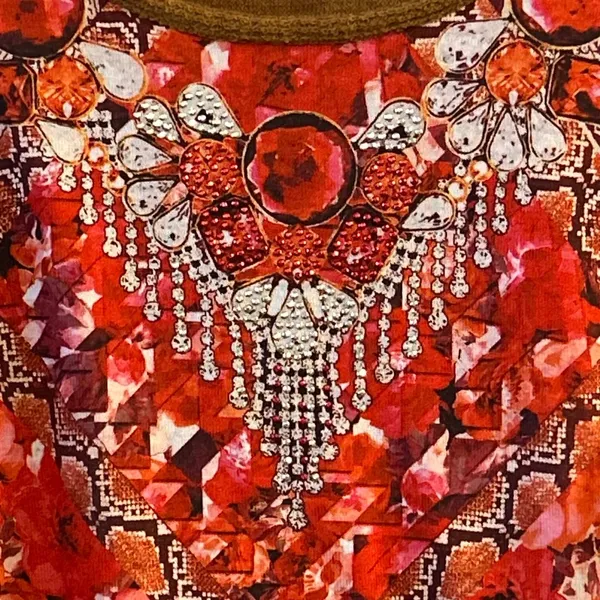 One World XL Brown Embellished Floral Print Long Sleeve Scoop Neck Tunic Top‎ - Image 7
