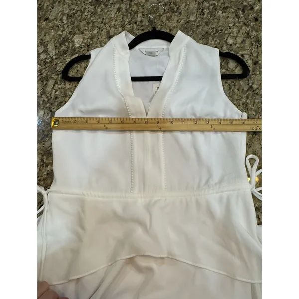 Club‎ Monaco Raelee Sleeveless V-Neck Peplum Dress Size 0 White - Image 7