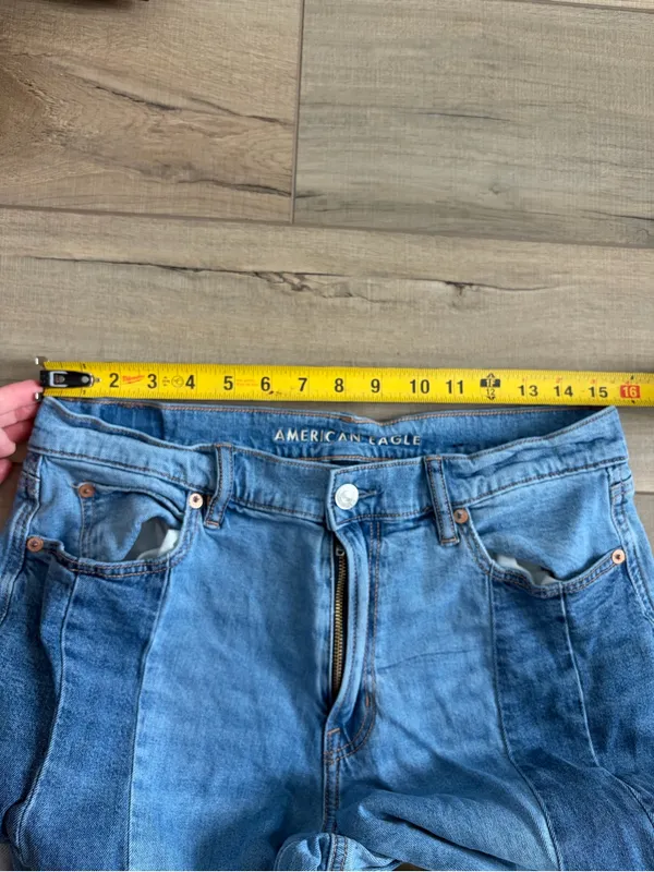 American Eagle Low Rise Ultra Wide Leg Baggy y2k punk grunge Jeans Blue 8 - Image 7
