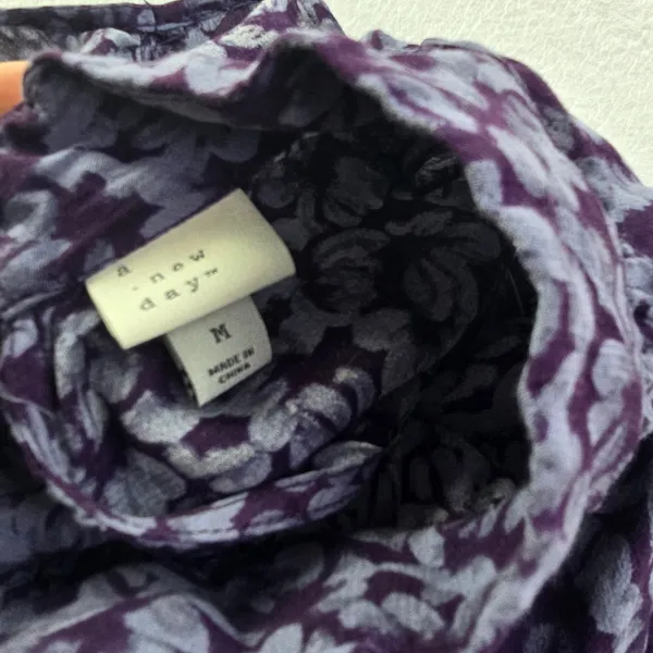 A New Day Purple Floral Mock Neck Sleeveless‎ Midi Dress Womens Size Medium - Image 3