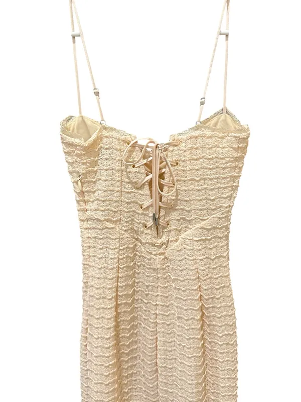 House of CB Elinor Cream Tea Frill Lace Corset Lace Up Style Midi Dress Size: XS - Image 8