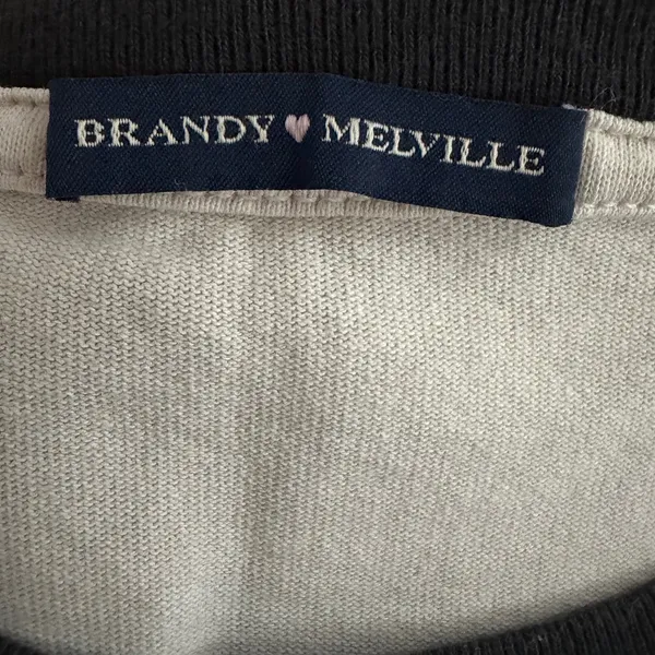 Brandy Melville Off The Lip South Bay California Surfer Ringer T-Shirt Cream‎ OS - Image 4