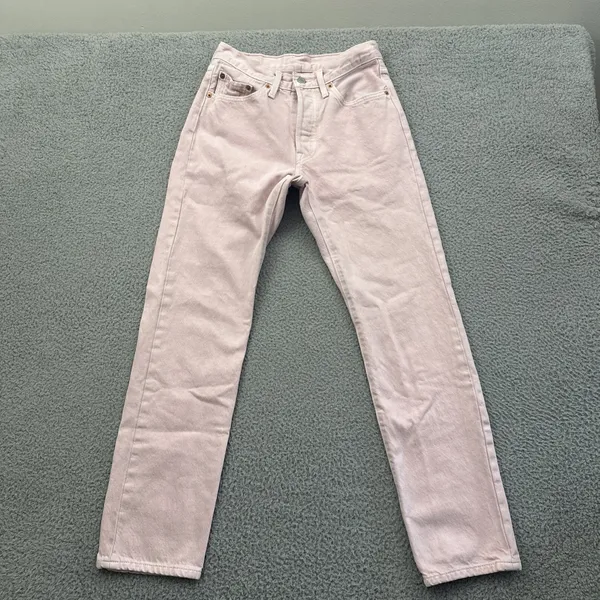 Levi's 501 Original Fit Jeans Pink Button Fly Straight Leg Women's 26 x 30 - Image 2