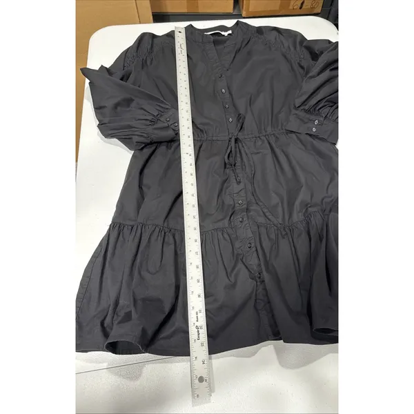 ASTR THE LABEL Ruched Long Sleeve Shirtdress Tiered Black Size M Preppy Party - Image 7
