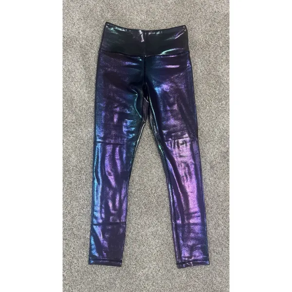 ZYIA Active Unicorn Iridescent Metallic Holographic High Rise Capri Leggings 2 - Image 2