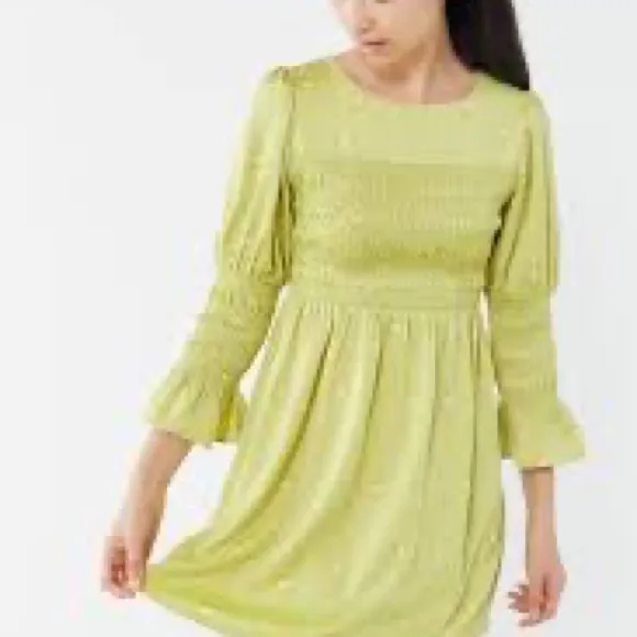 Urban Outfitters Mabel Smocked Floral Mini Dress Green Cottagecore Womens Large - Image 13