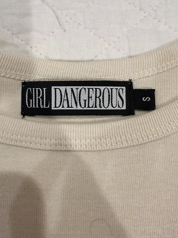 Dangerous girl tshirt Tan Size XS - Image 2