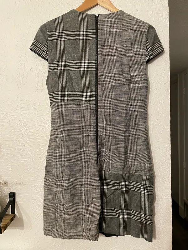 Alice + Olivia Coley Plaid Patchwork Short-Sleeve Shift Dress Size 6 - Image 3