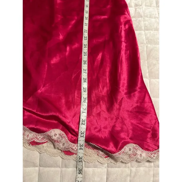 Victoria's Secret Satin Slip Short Nightgown Size Large Pink Lace Nighty Pajamas - Image 5