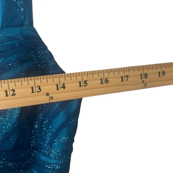 MXI Y2k 2000s Size 7 Aqua Mermaid Blue Chiffon Sparkle‎ Glitter Fairy Mini Dress - Image 6