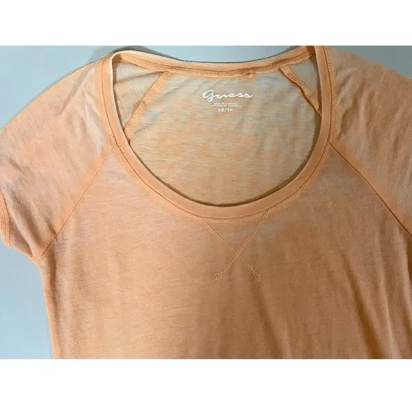 Guess Orange Pastel Burnout Short Sleeve T-Shirt Top Blouse Tee Size XS ✨ - Image 3