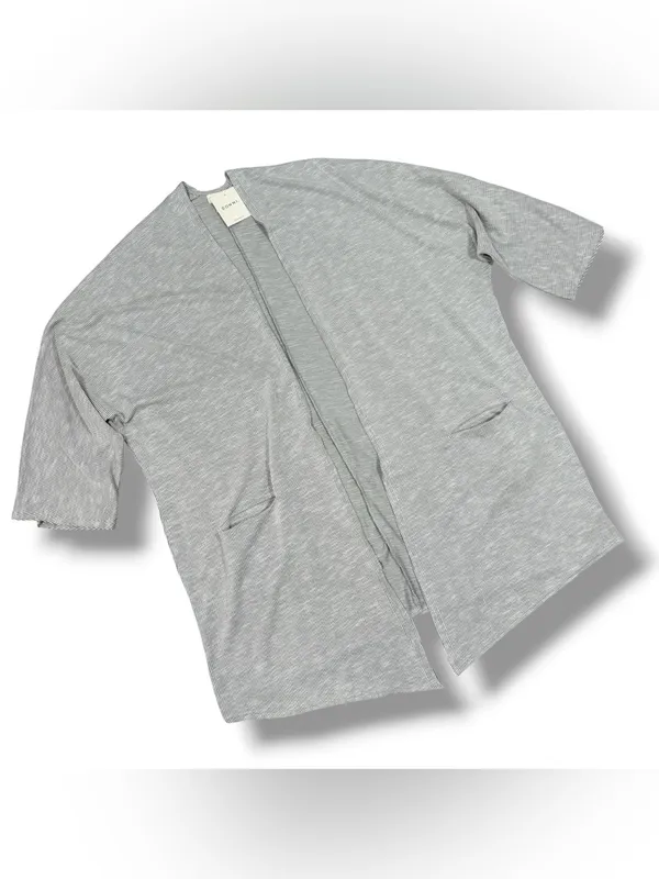 Donni Anthropologie Ribbed Knit Draped Kimono Cardigan Grey One Size Lagenlook - Image 13