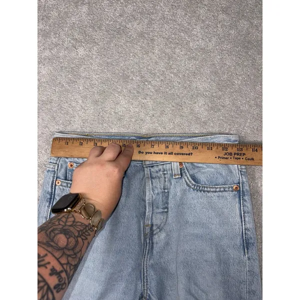 levis‎ wedgie straight distressed womens light wash button fly 25 - Image 6