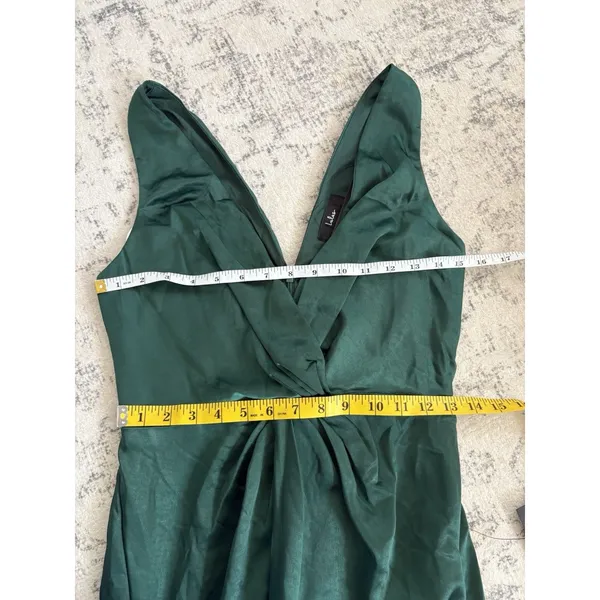 Lulus Perfect Refinement Emerald Satin Sleeveless Pleated Maxi Dress Size Small - Image 6