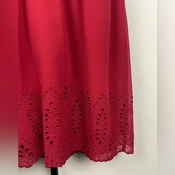 Madewell‎ Skygaze Red Eyelet Scallop Hem Embroidered Dress - Image 6