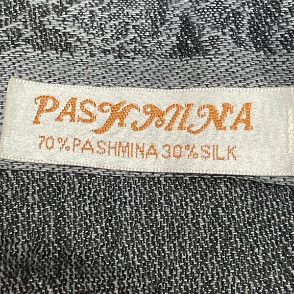 Pashmina Black Gray Paisley Colorblock Silk Fringe Wrap Shawl Neck Scarf OS - Image 4