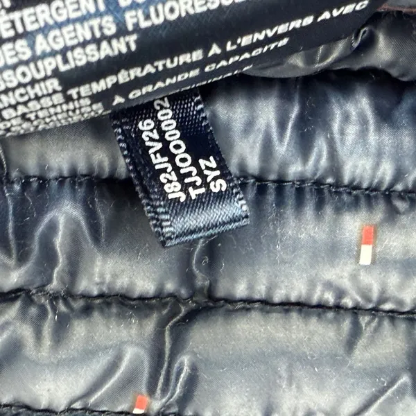 Tommy Hilfiger Puffer Vest Navy Blue Mini Flag Print Packable Lightweight XL‎ - Image 11