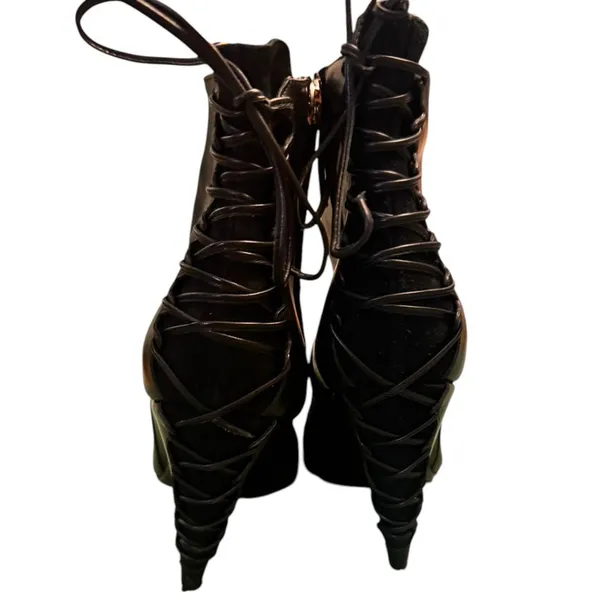 Alexandra Neel 326 Black Leather Heeled Ankle Boots EU 37 Made Italy Chic w FLAW - Image 7