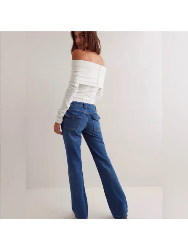 NWT Free People We The Free Flora Low-Rise Bootcut Jeans ~ Bourbon blue ~ 31 - Image 8
