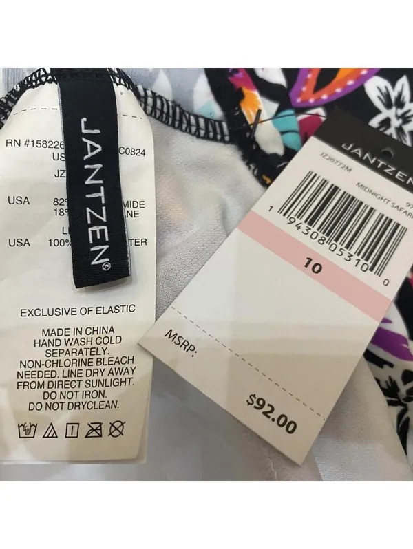 Jantzen Black Floral Ruffle One Piece Swimsuit Size 10 - Image 4
