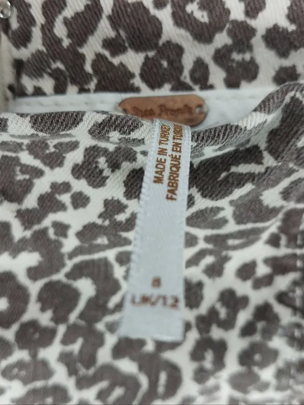 Free People Modern Femme Leopard Print Denim Mini Bohochic Indie Sleaze Skirt - Image 5