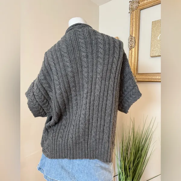 Coldwater Creek Open Drape Cardigan Cable Knit Sweater Gray Size S (8) - Image 5
