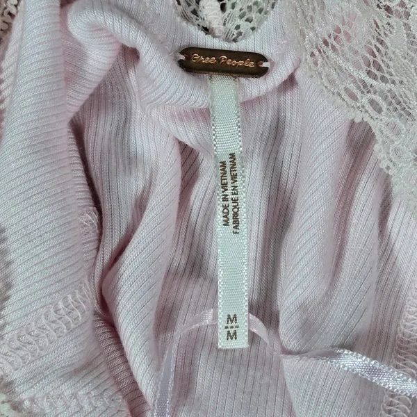 Free People Dale‎ Tank Top Ballet Ribbed Lace Open Back Pink OB980491 M - Image 5