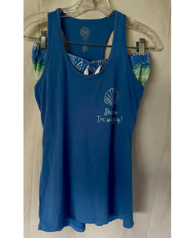 Authentic American Heritage PJ set Top and Short Shell No Im Waking Up Sz S Lot2 - Image 6