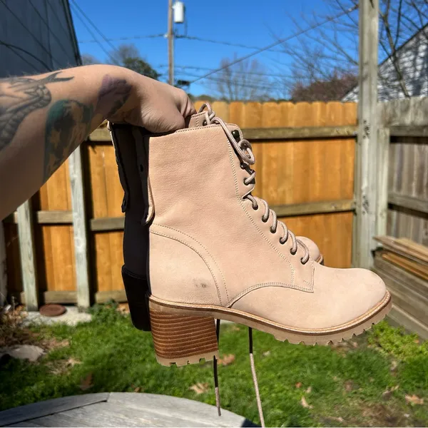 Seychelles Lace‎ Up Irresistible Leather Combat Boot Pink Nubuck 10 - Image 8